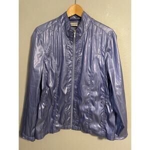 Zenergy by Chicos Jacket Womens Size 3 Lavender Blue Zip Up Lightweight READ